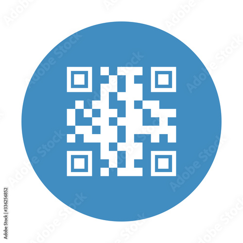 qr code inside circle design of technology scan information business price communication barcode digital and data theme Vector illustration