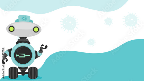 Healthcare concept abstract background wallpaper.Vector doctor robot with vaccine concept.