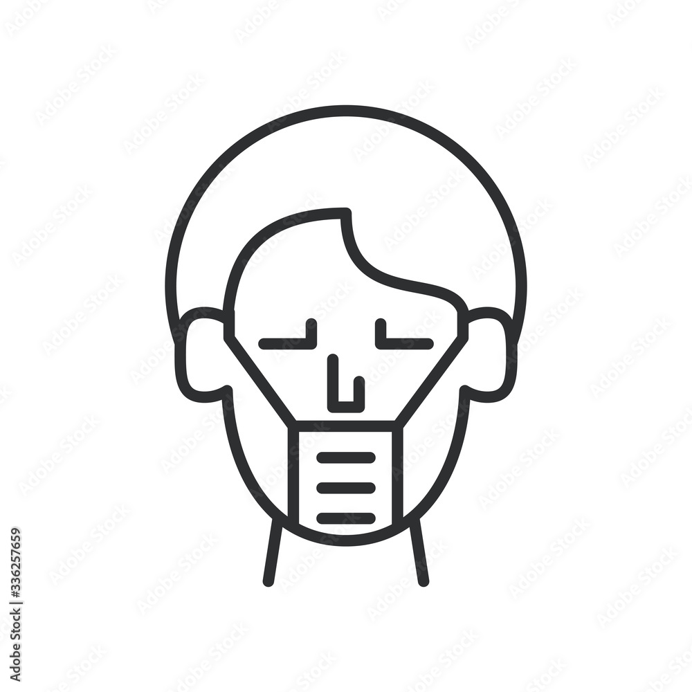 man using face mask line style icon man using face mask line style icon