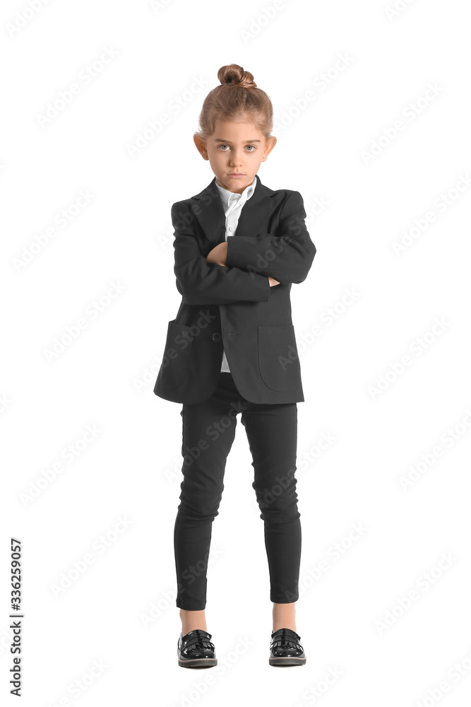 Portrait of little businesswoman on white background Portrait of little businesswoman on white background