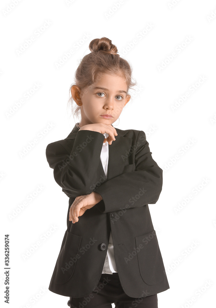 Portrait of little businesswoman on white background Portrait of little businesswoman on white background