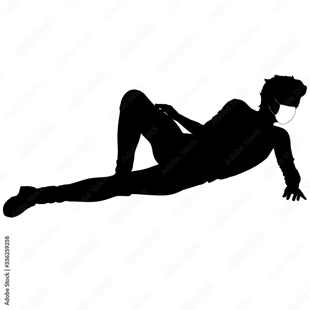 Silhouette of girl in a medical mask Silhouette of girl in a medical mask