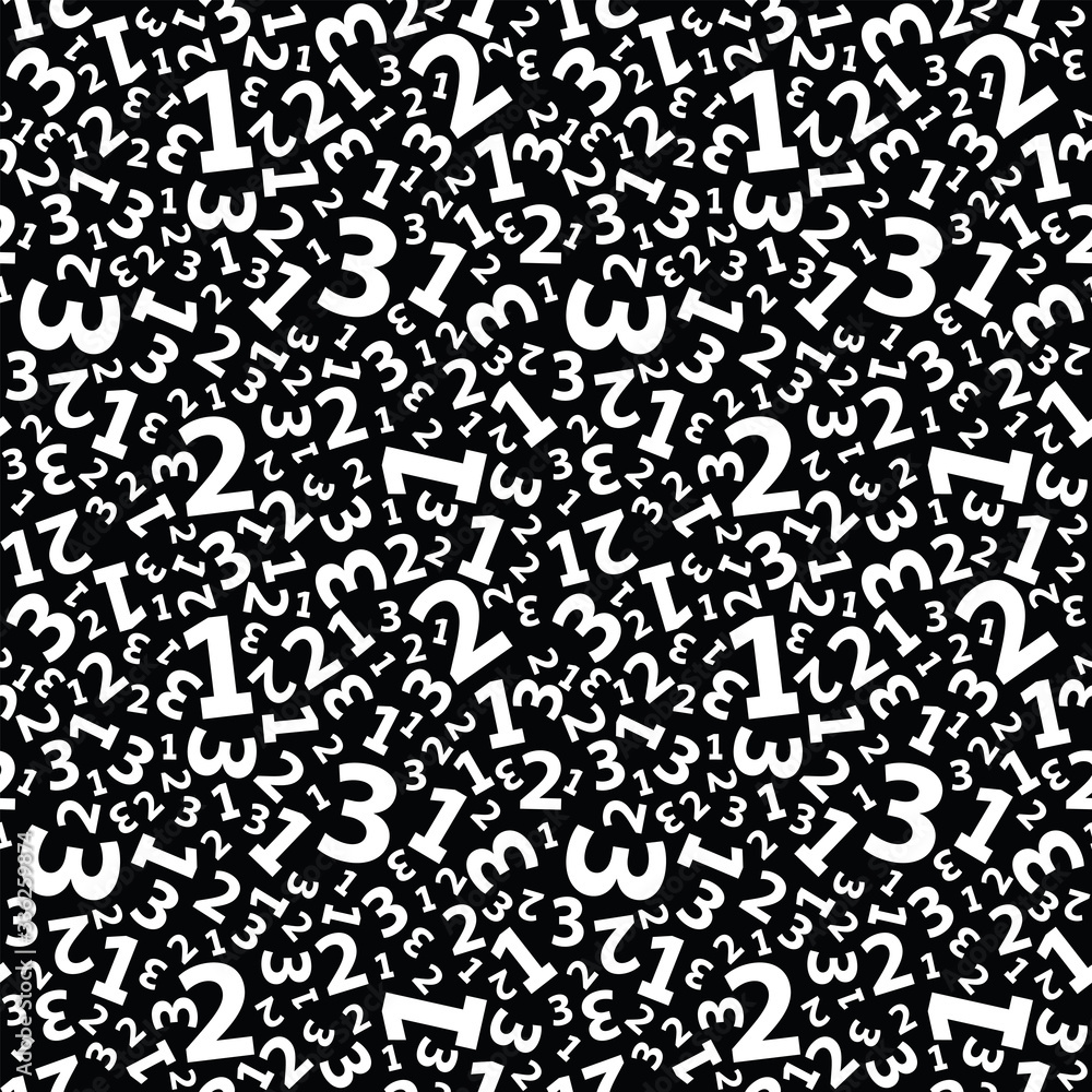 Black 123 number background seamless