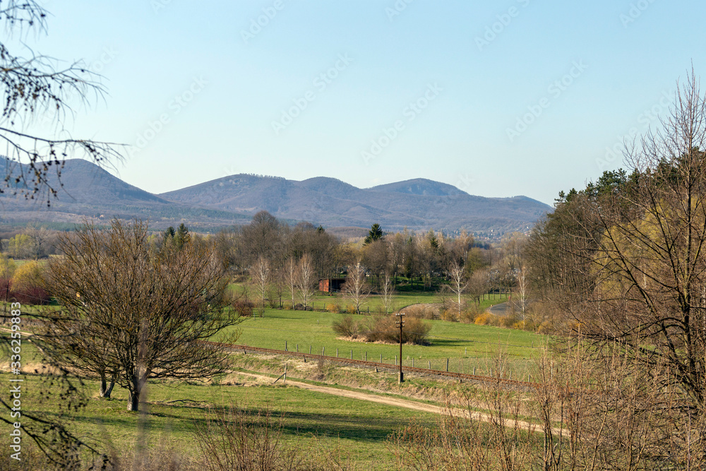 Fototapeta premium Borzsony mountain view from Nograd, Hungary
