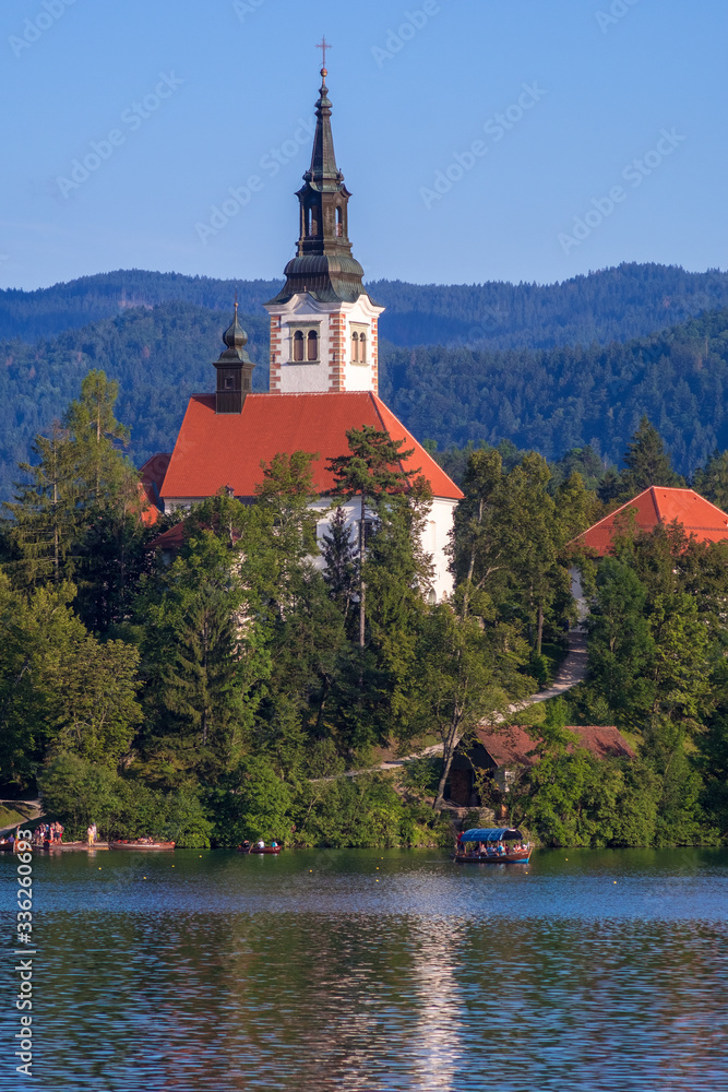 Fototapeta premium Amazing view on Bled Lake on sunset, Slovenia
