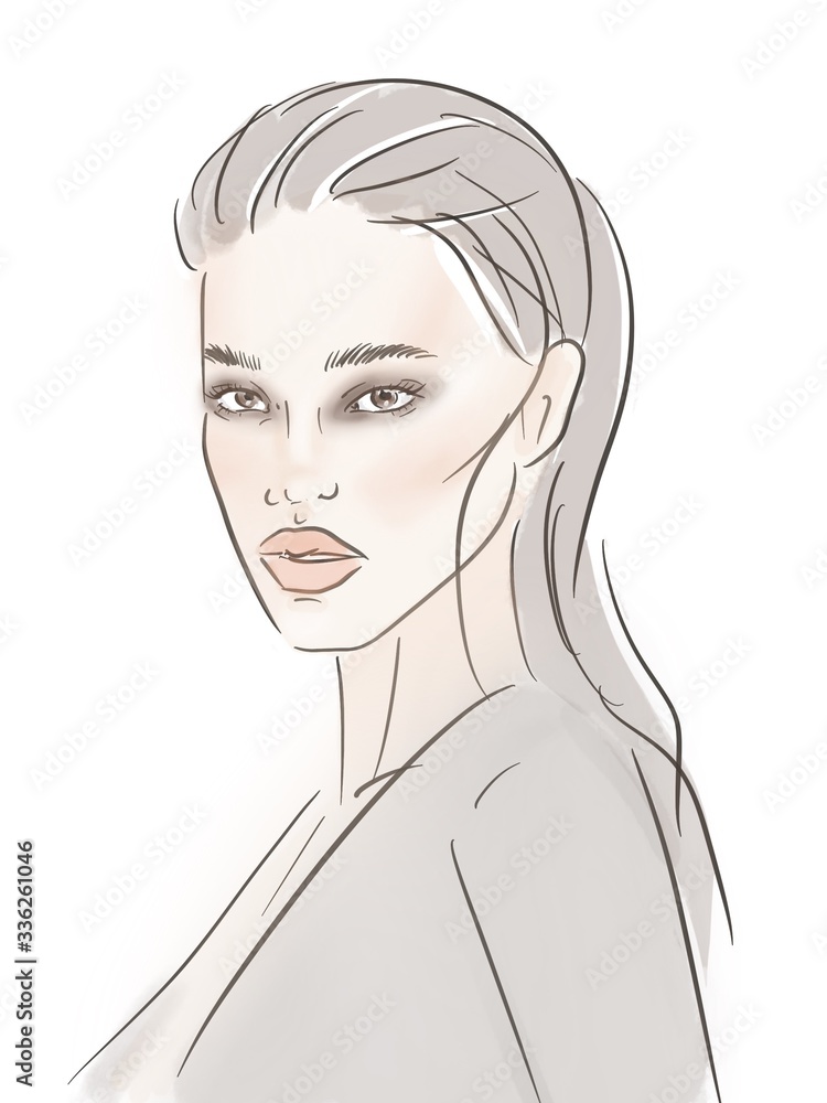 Young modern woman sketch. Fashion illustration Young modern woman sketch. Fashion illustration