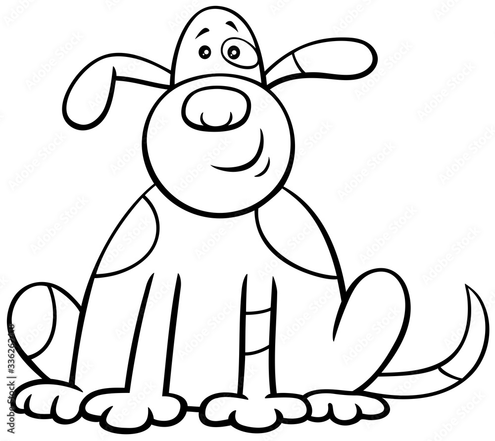 cartoon spotted dog character color book page cartoon spotted dog character color book page