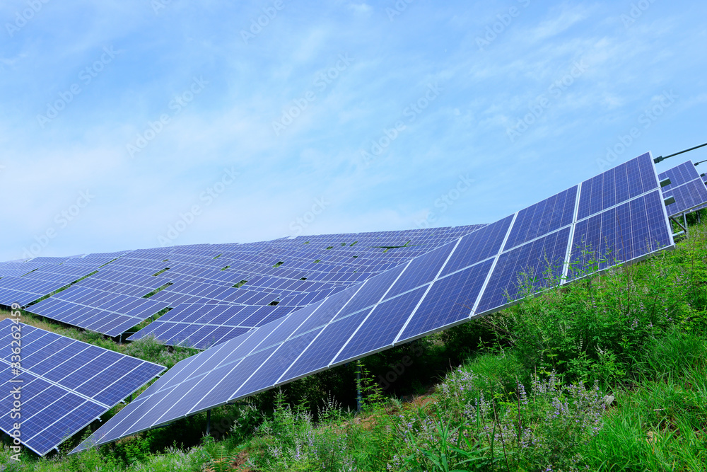 Solar power generation equipment, on the hillside
