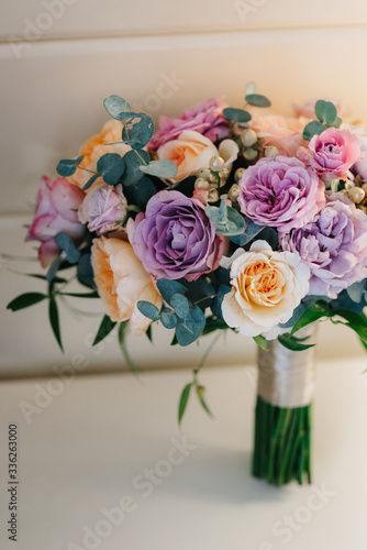 elegant wedding bouquet of fresh natural flowers © omelnickiy