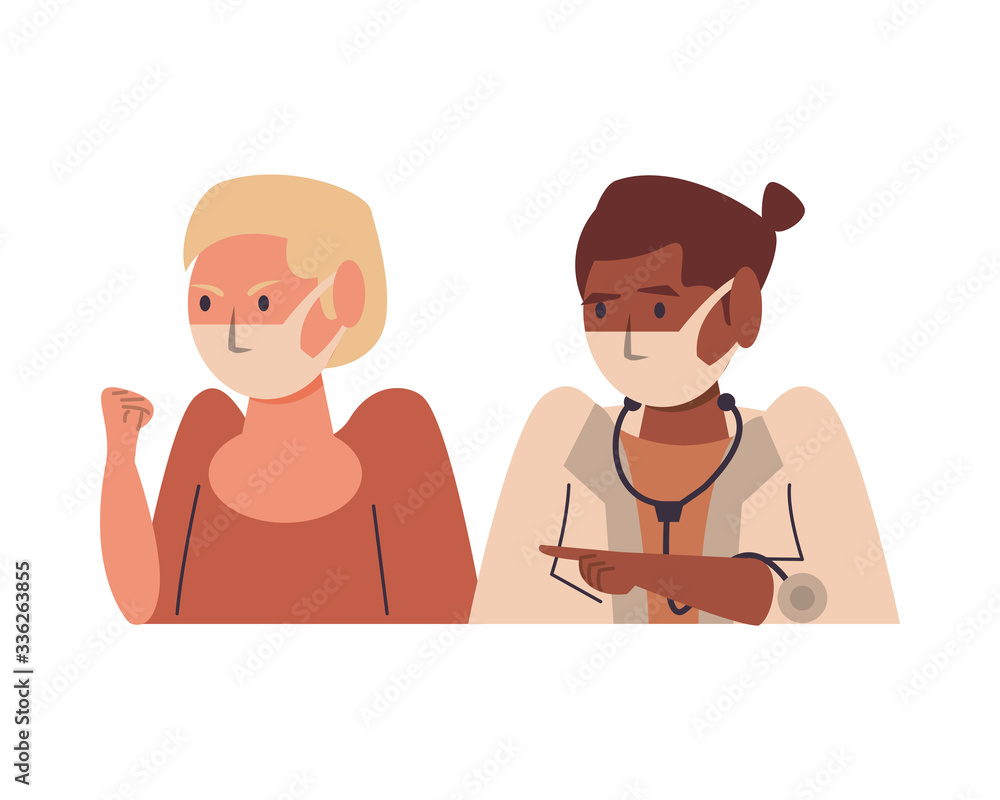 afro female doctor with patient using face masks afro female doctor with patient using face masks