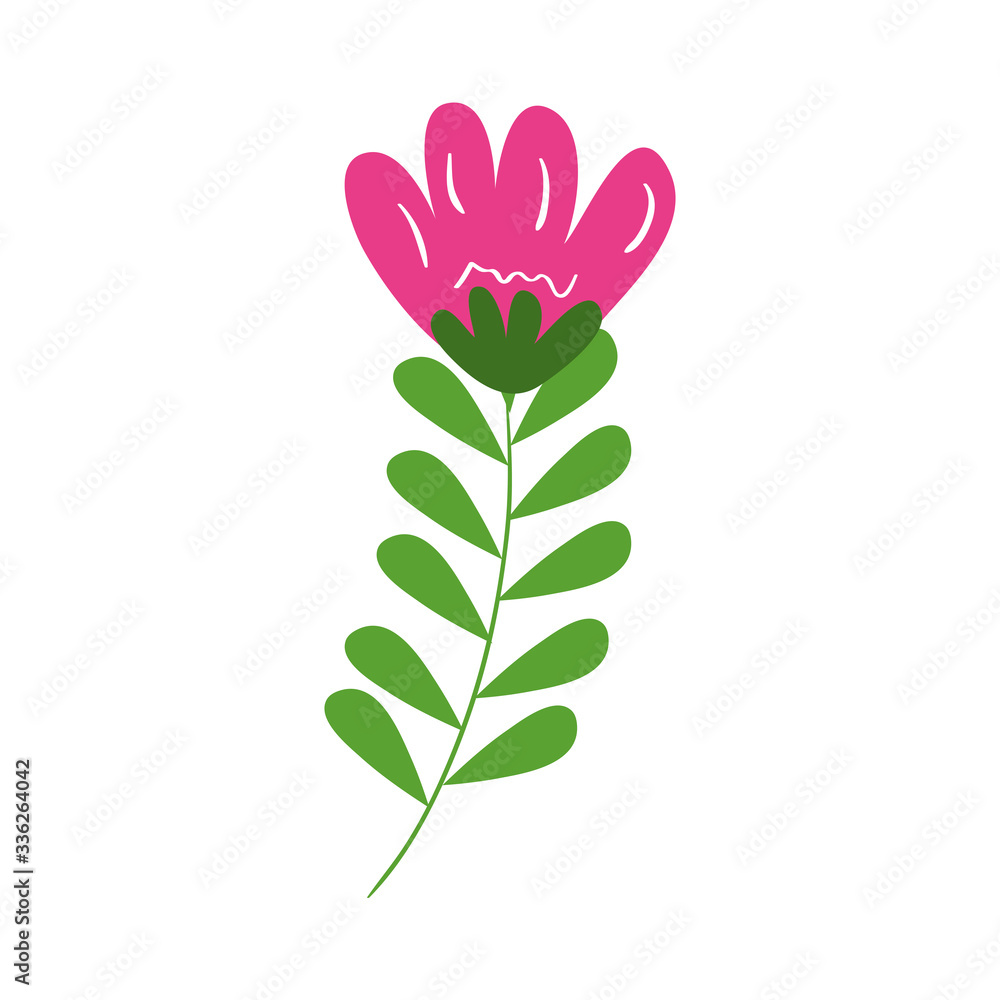 flower with leaves design, natural floral nature plant ornament garden decoration and botany theme Vector illustration