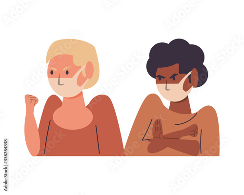 interracial girls using face masks characters