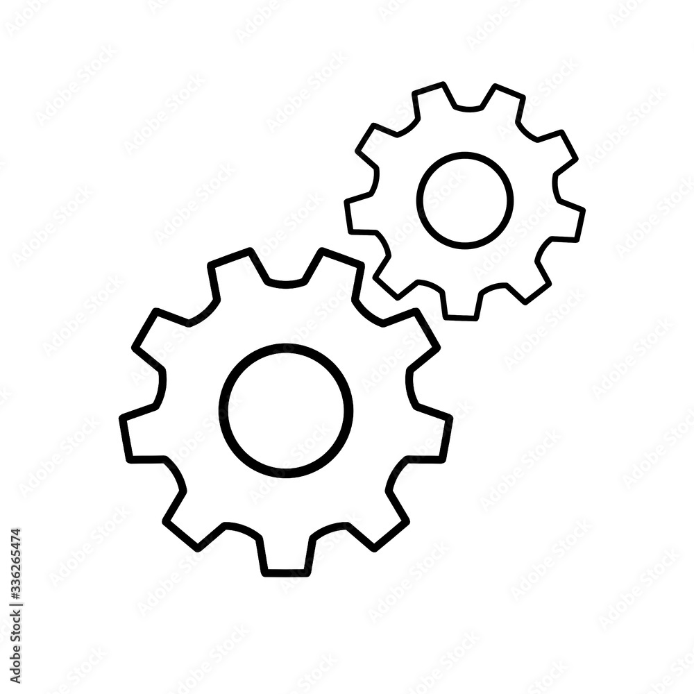 Gear or cog icon on white background.
Gear or cog icon on white background.