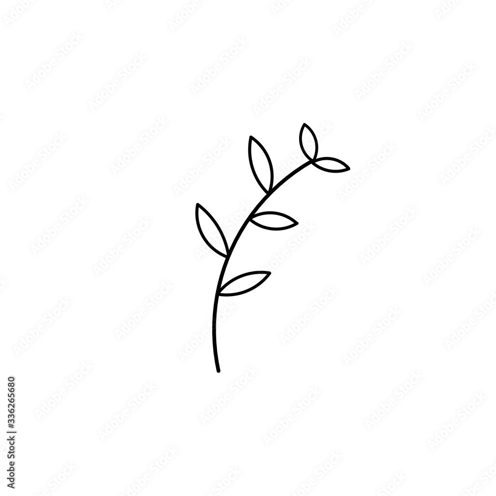 branch with leafs plant garden icon on white background. branch with leafs plant garden icon on white background.