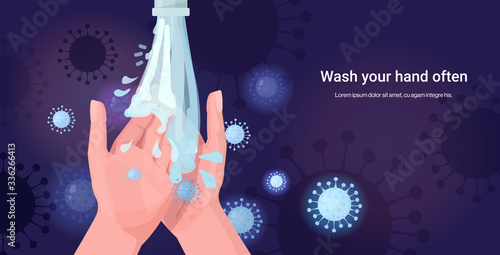 coronavirus protection concept wash your hands often protect yourself prevent covid 19 horizontal copy space vector illustration