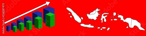Flat Illustration of Indonesian maps and statistics that have increasedFlat Illustration of Indonesian maps and statistics that have increased