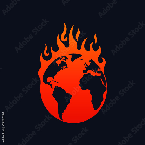 Burning world and global conflict logo design