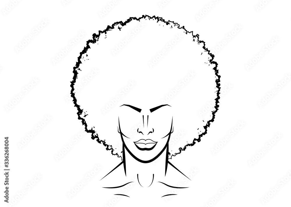 Portrait of black man with curly hair. Avatar of african american. Example  hairstyle shop. Sketch drawing of face Afro young guy. Vector illustration  isolated on white background Stock Vector | Adobe Stock