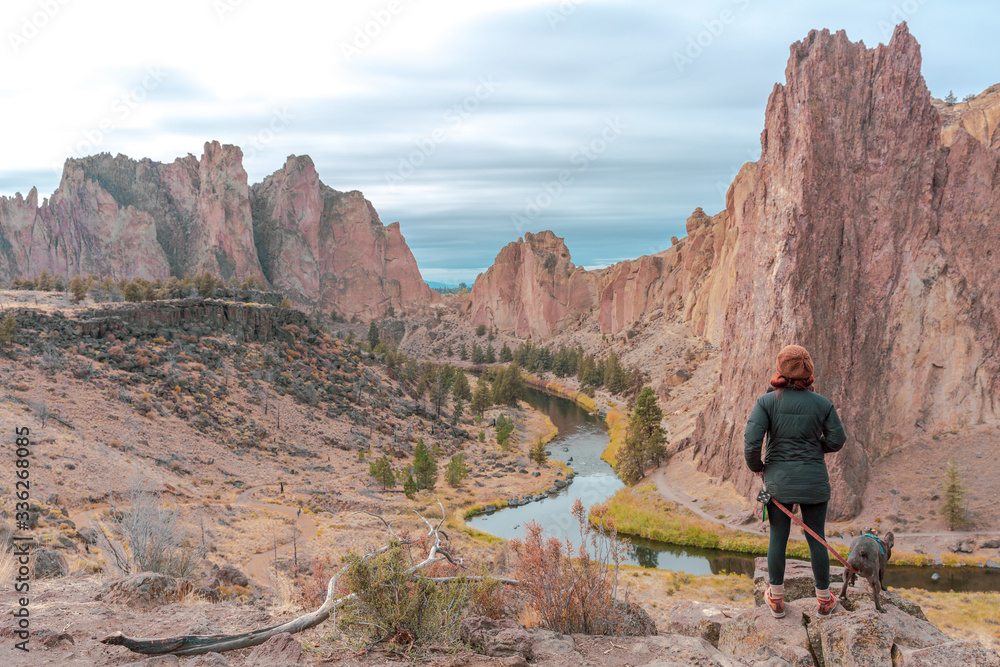 Woman Pondering River and Mountains Woman Pondering River and Mountains