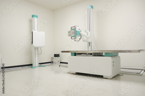 x-ray machine at the hospital, An irradiated radiation emitting device to the patient.