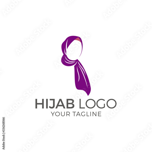 Muslim female in hijab , logo design, vector illustration
