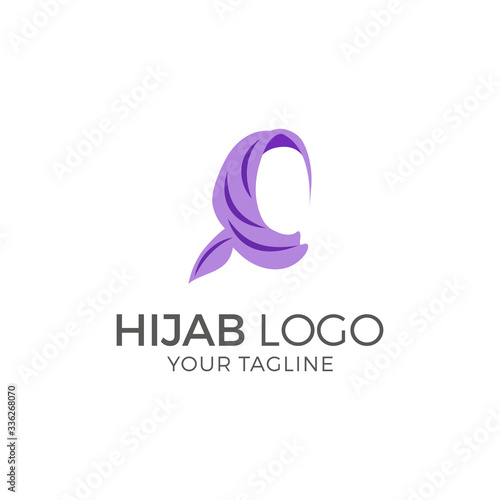 Muslim female in hijab , logo design, vector illustration
