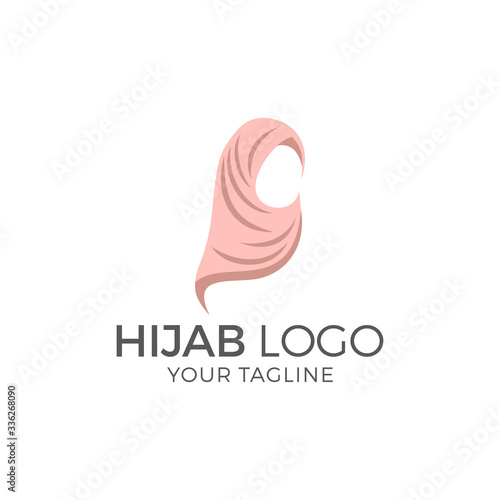 Muslim female in hijab , logo design, vector illustration
