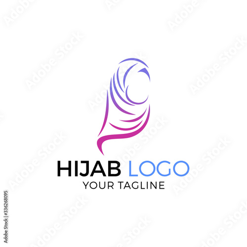 Muslim female in hijab , logo design, vector illustration
