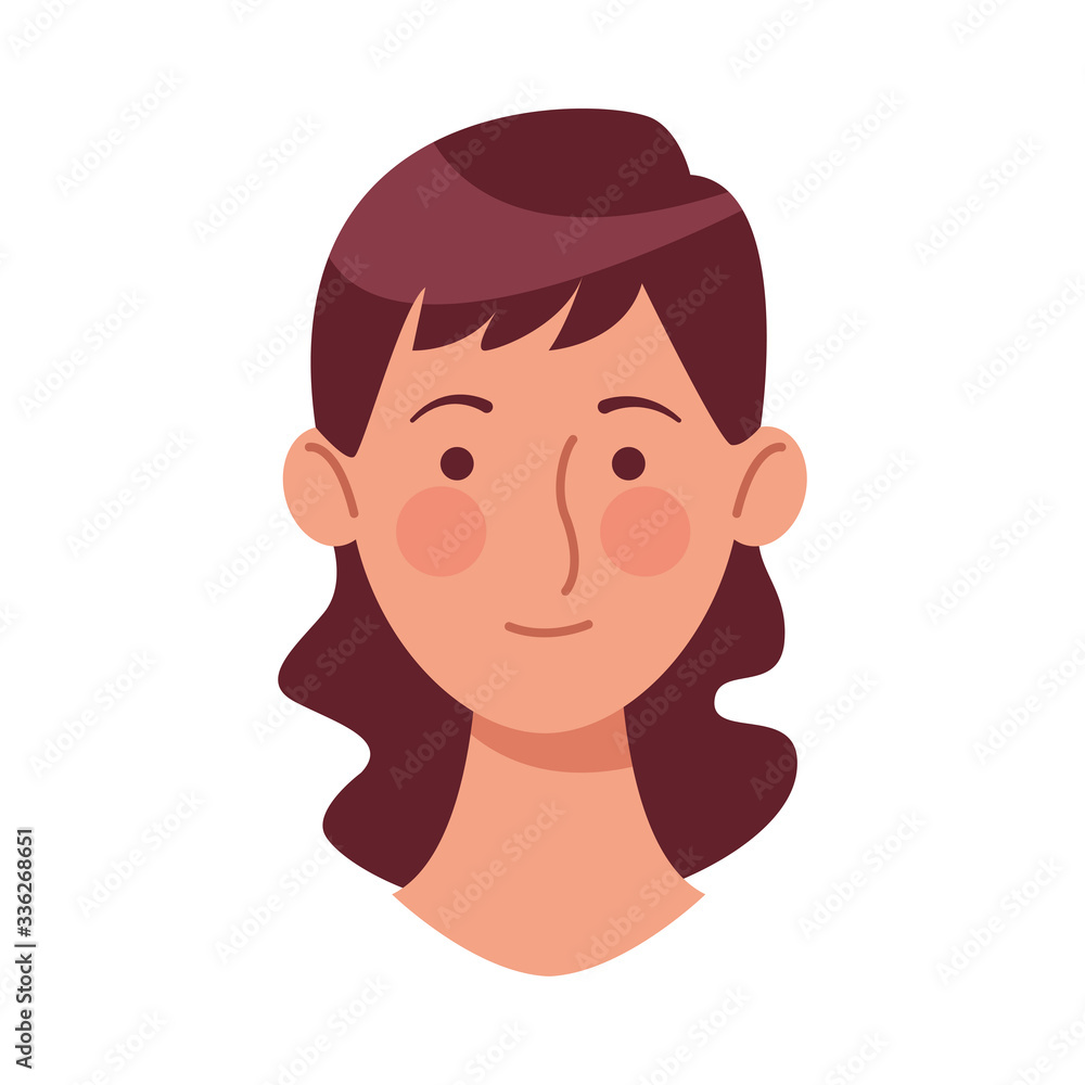 young woman head character icon