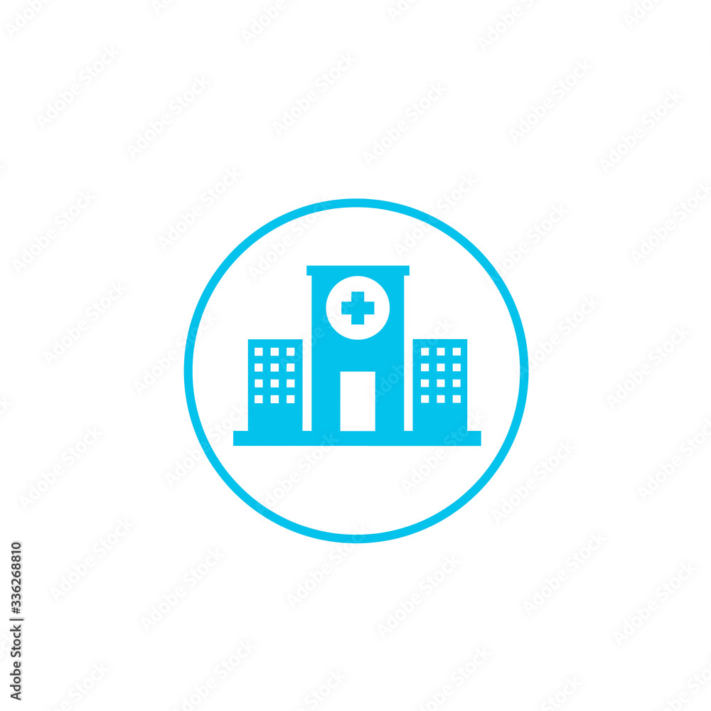 Hospital icon on white background. Hospital icon on white background.