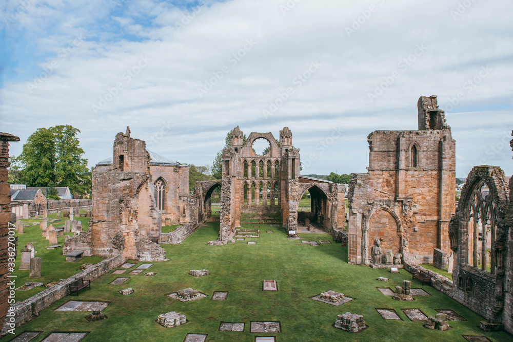 Old ruins of the Elgin Cathedral's old interior