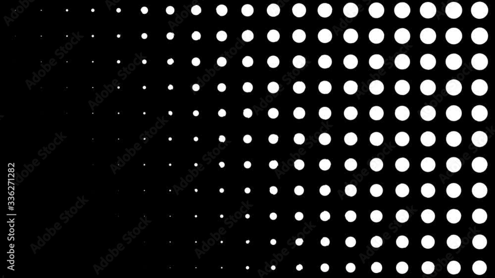 Dynamic black and white composition with dots scaling. Retro and vintage pattern animation Dynamic black and white composition with dots scaling. Retro and vintage pattern animation