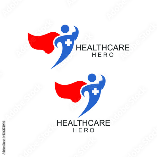 Health care with superhero mascot logo design