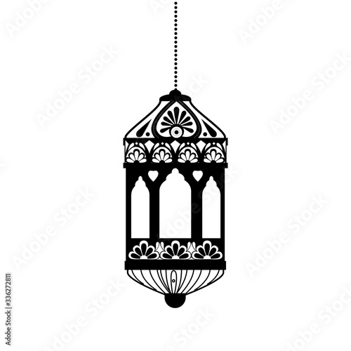 Hanging black lantern design of Bohemic ornament indian decoration retro vintage meditation henna ethnic arabic texture and tribal theme Vector illustration