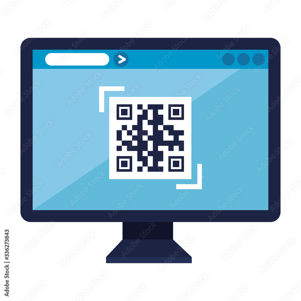 qr code inside computer design of technology scan information business price communication barcode digital and data theme Vector illustration qr code inside computer design of technology scan information business price communication barcode digital and data theme Vector illustration