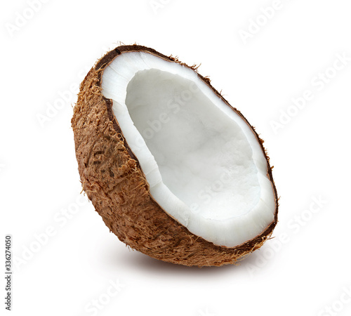 Half coconut isolated on white background