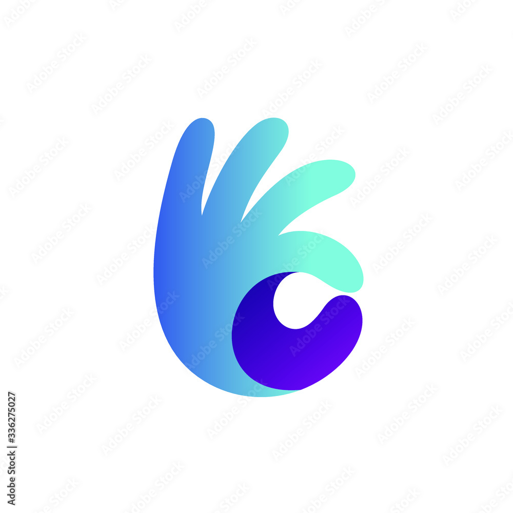 Hand ok pose illustration icon and logo design Hand ok pose illustration icon and logo design