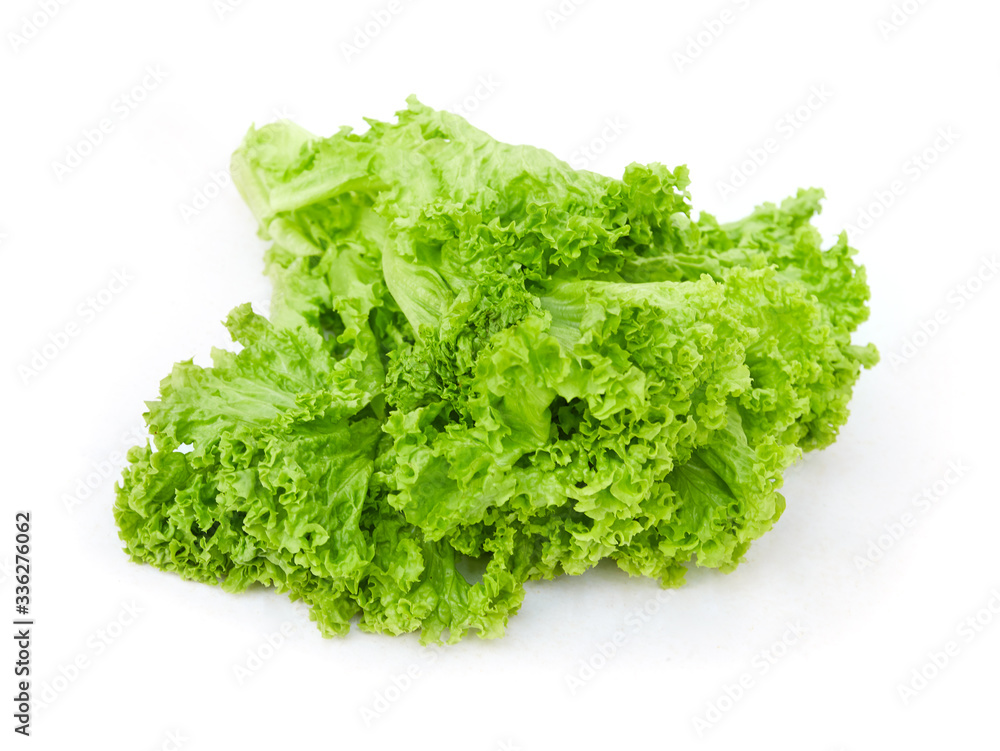 Fresh green lettuce leaves isolated on white Fresh green lettuce leaves isolated on white