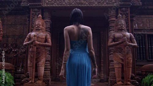 Wallpaper Mural Beautiful Young Woman In Vibrant Blue Dress Torontodigital.ca