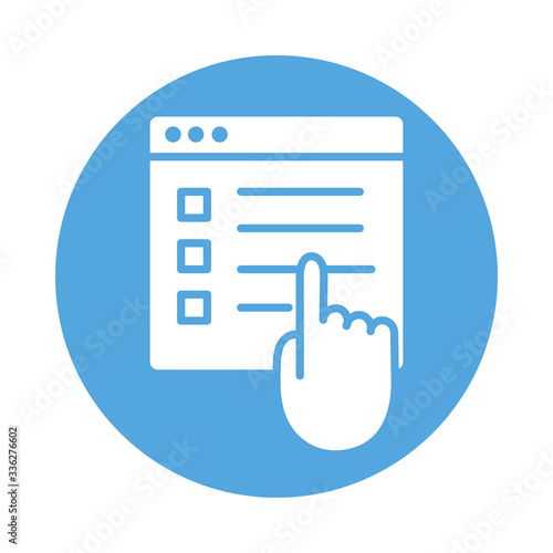 template webpage with hand index block style icon