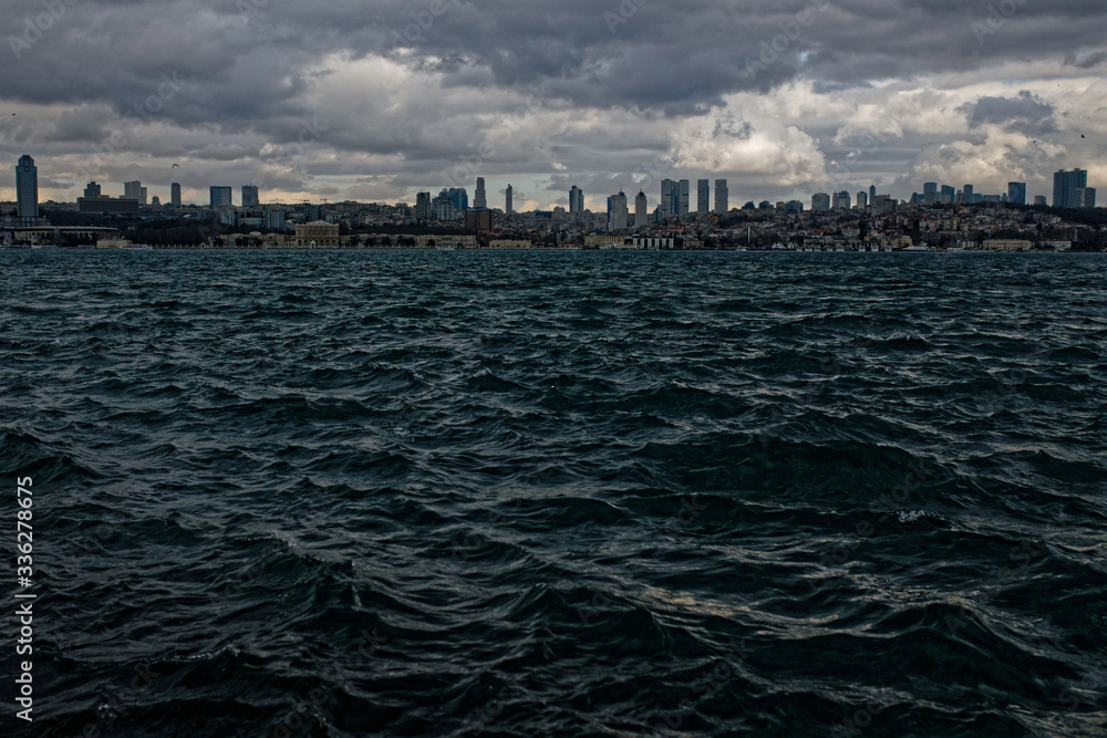 The rough Sea of Marmara, Istanbul, Turkey