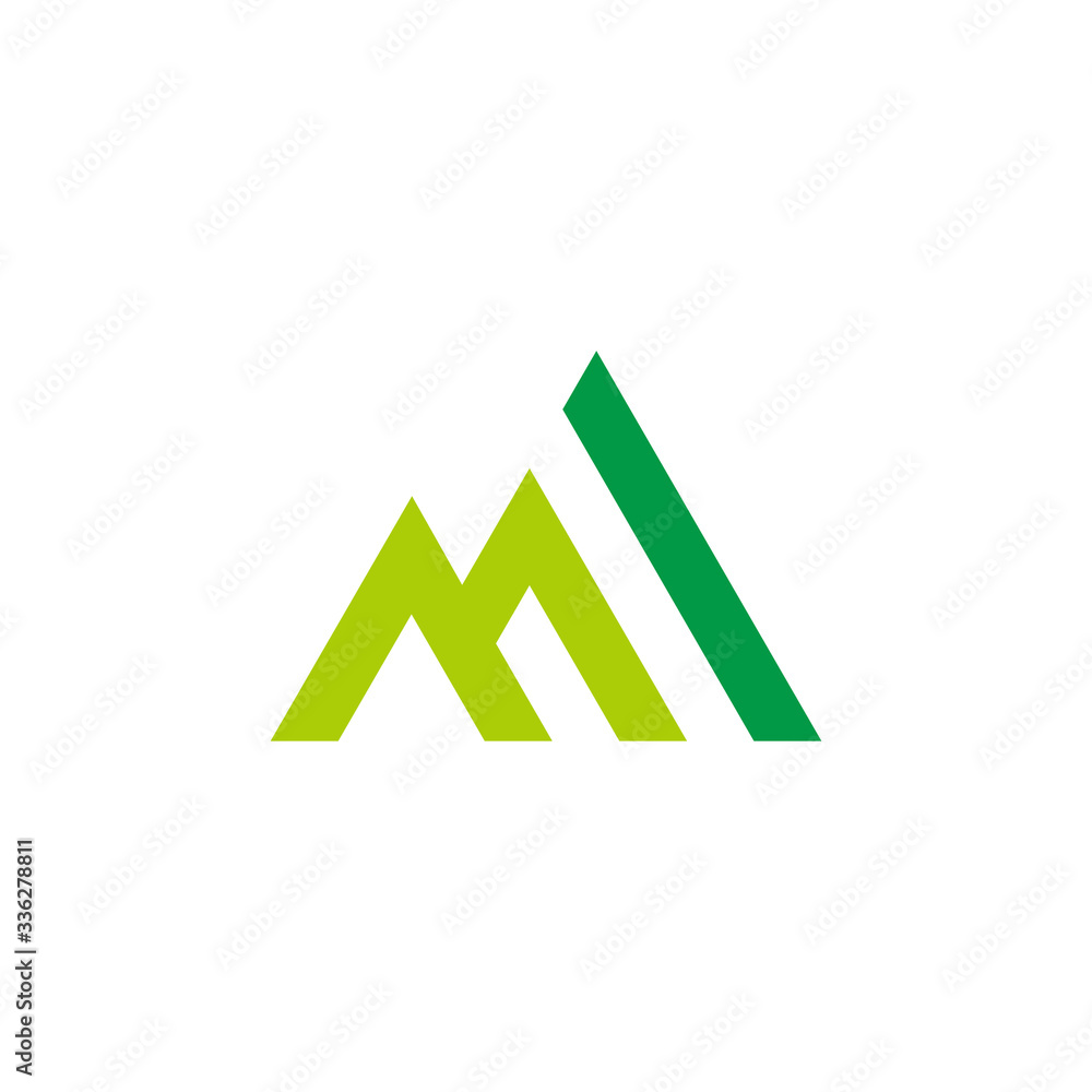 letter mi simple lines art mountain green abstract geometric logo vector letter mi simple lines art mountain green abstract geometric logo vector