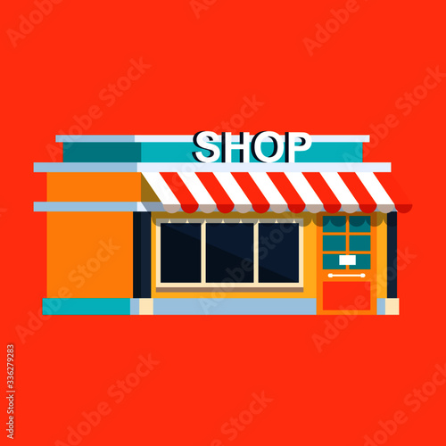 shop window with a sale sign vector illustration