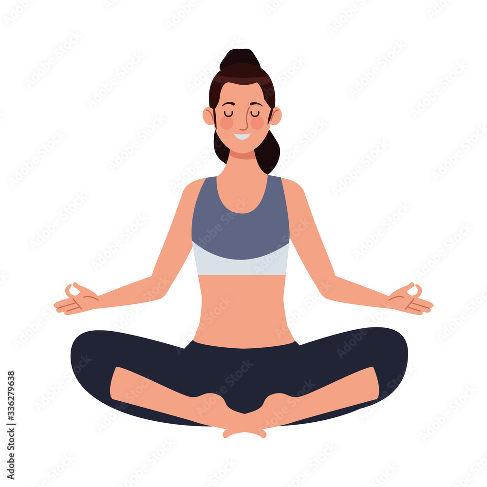 young woman athlete practicing yoga character young woman athlete practicing yoga character