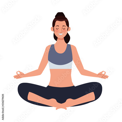young woman athlete practicing yoga character