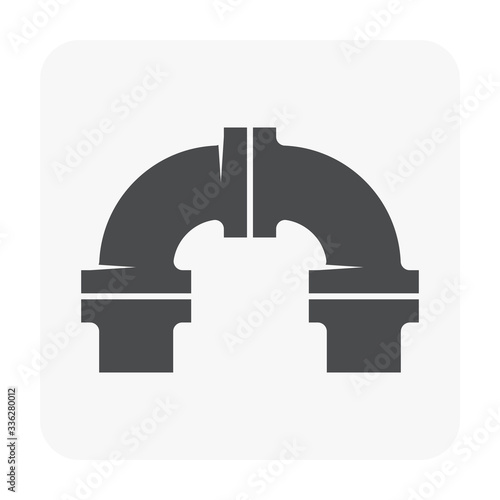 Pipe vector icon. Connection by flange fitting. Part for pipeline construction to transportation water, oil and gas. Also for water supply infrastructure, wastewater treatment, plumbing and irrigation