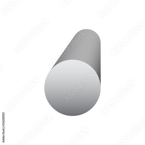 Metal or steel rod bar vector icon. Round profile cross section shape. That alloy of iron from steel production industry and metallurgy. For sawing, turning, milling, drilling and grinding to product.