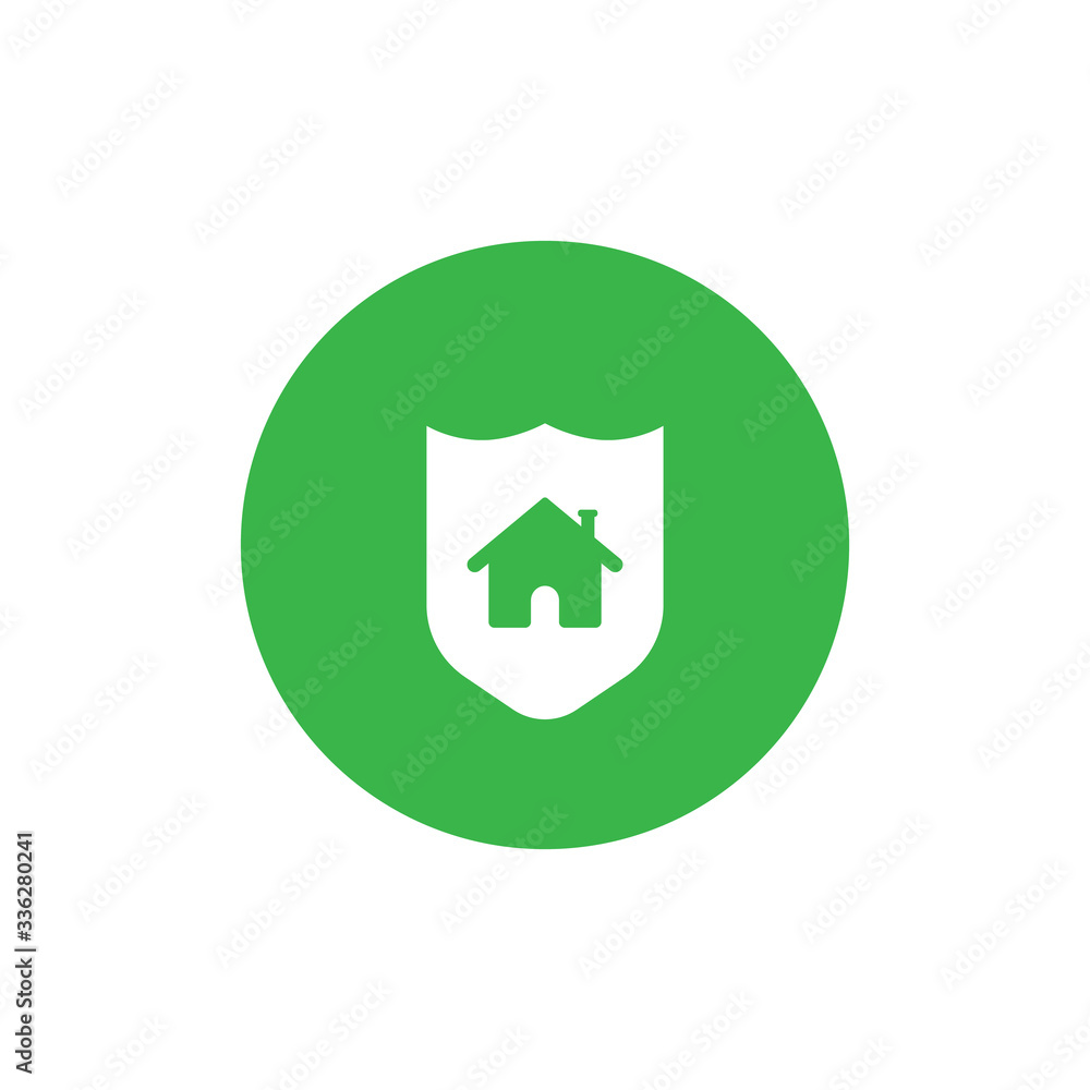 Shield with home icon. Safe house symbol concept isolated on white background. Vector illustration Shield with home icon. Safe house symbol concept isolated on white background. Vector illustration