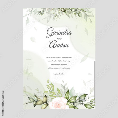 Elegant watercolor  wedding invitation card template design Premium Vector photo