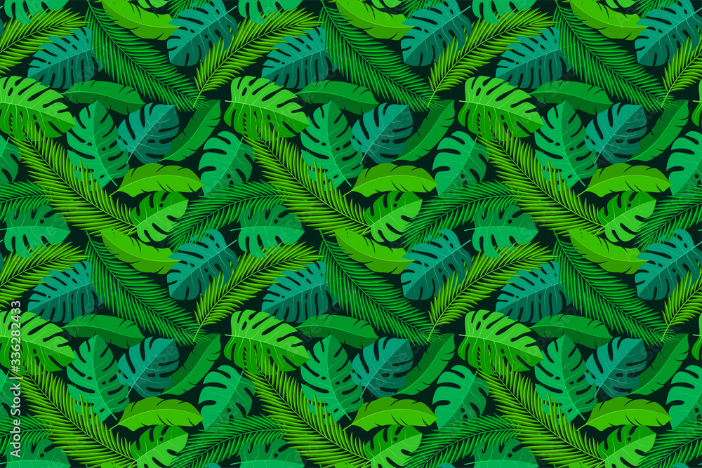 Tropical seamless natural pattern of exotic leaves.